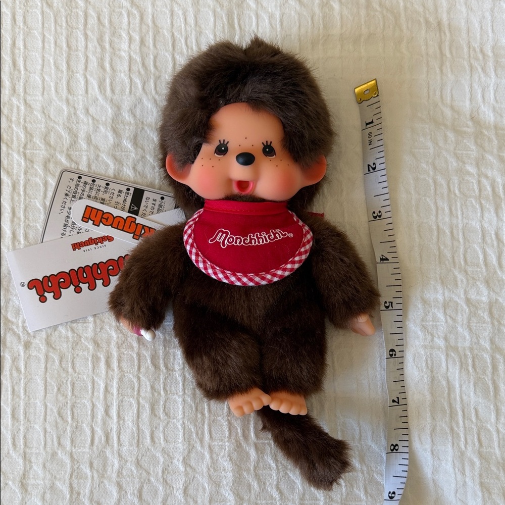 Monchhichi Plush Doll with Red Bib